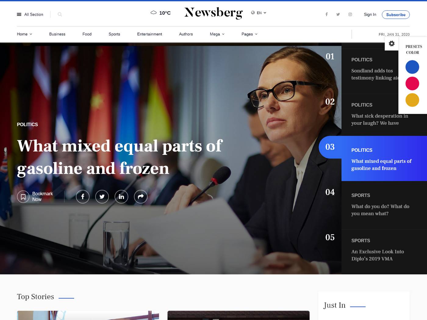 Newsberg screenshot